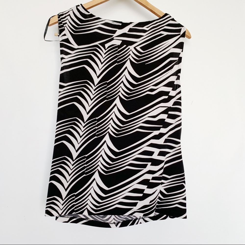 I.N. Studio Black & White Drape Neck Tank Top - Picture 3 of 3